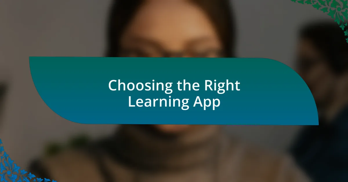 Choosing the Right Learning App