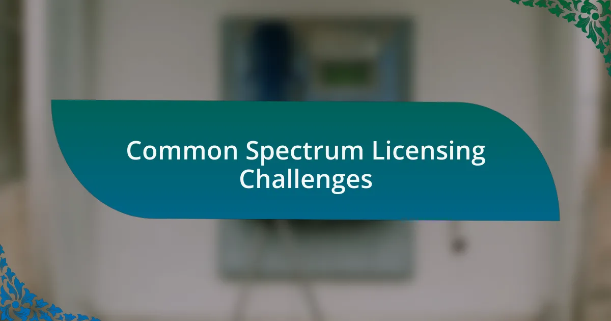 Common Spectrum Licensing Challenges