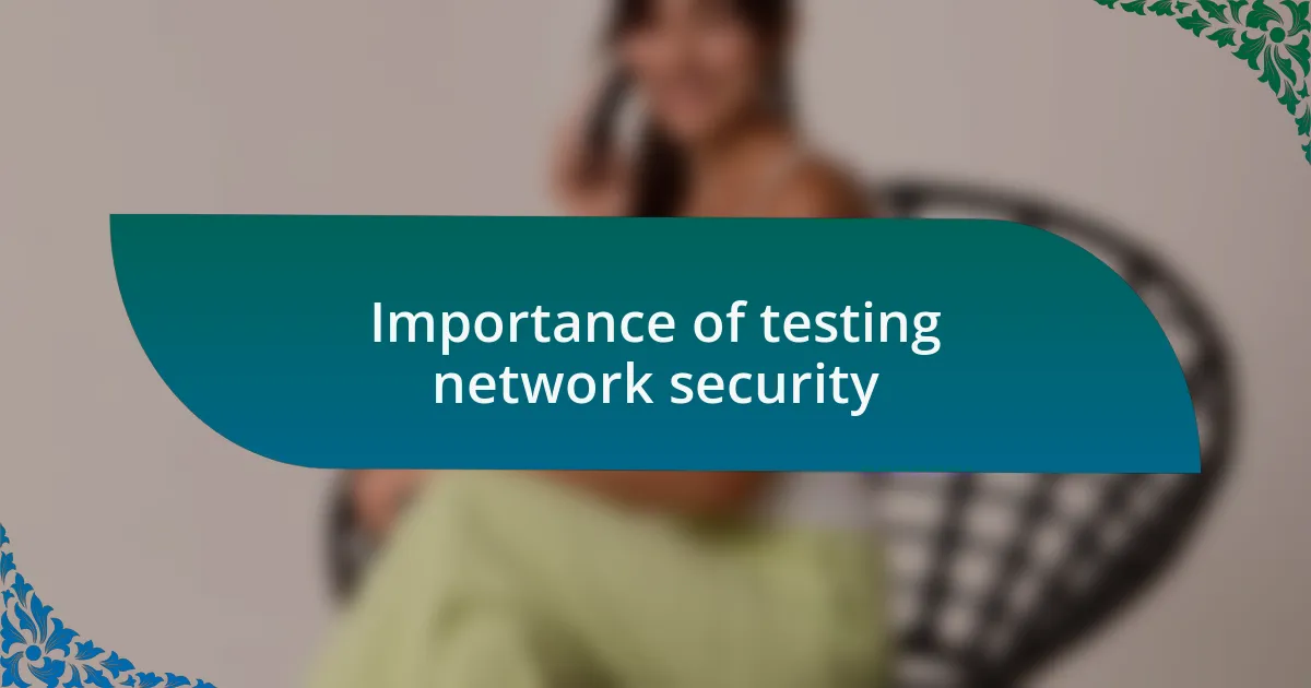 Importance of testing network security