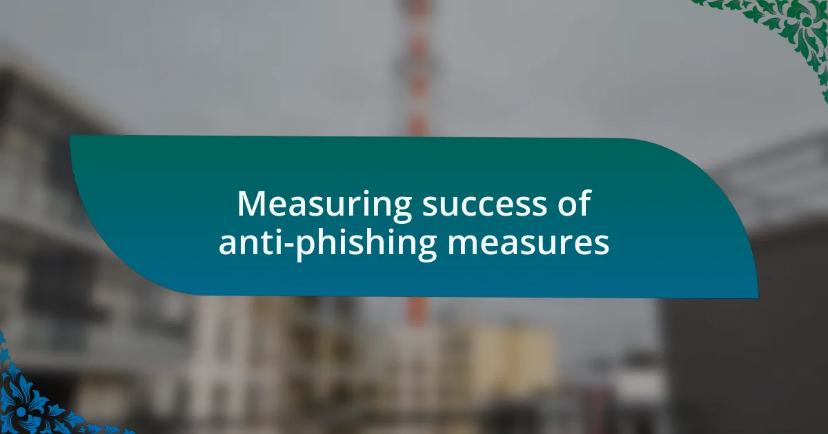Measuring success of anti-phishing measures